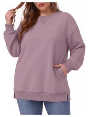 Plus Size Oversized Crew Neck Sweatshirt Tunic Length